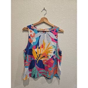 JCrew colorful tropical turquoise blouse sz Medium